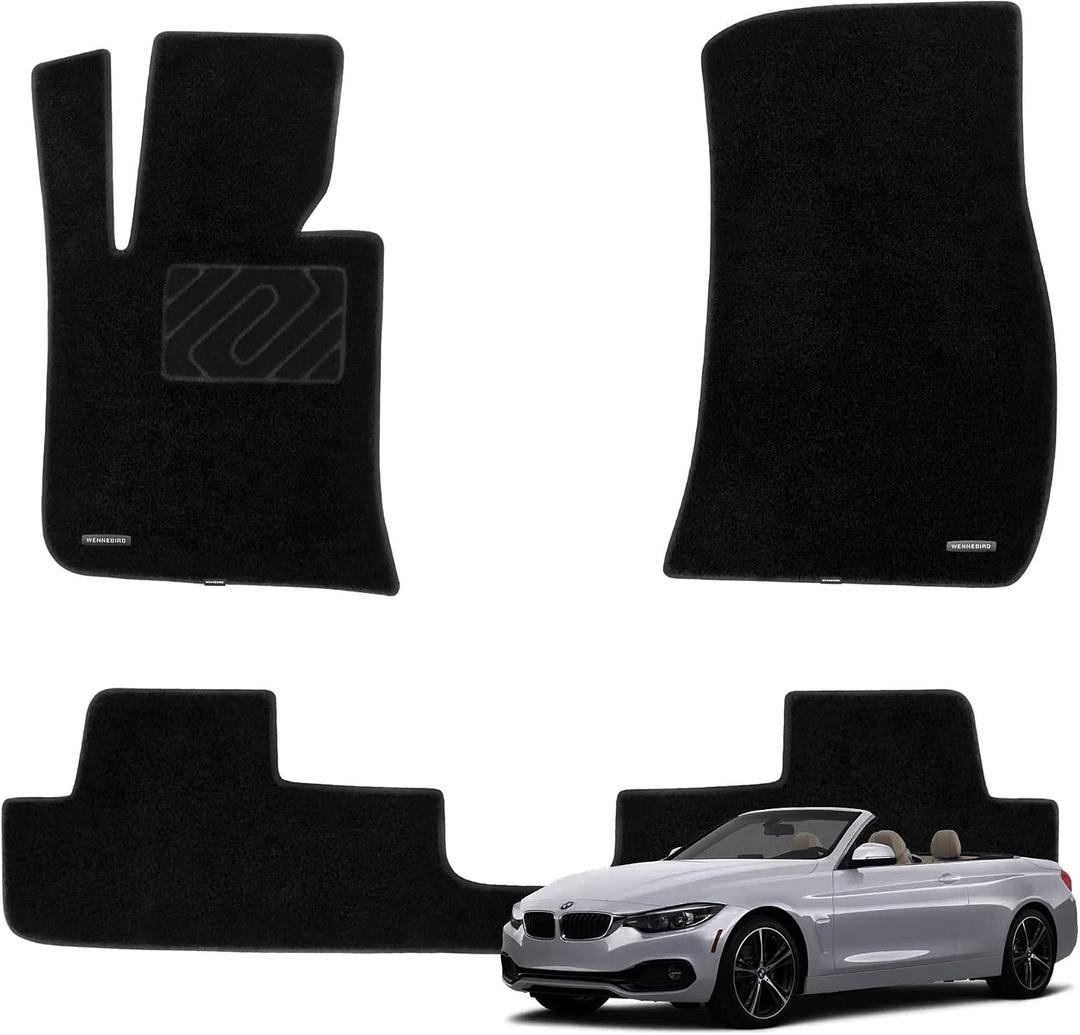 WENNEBIRD Superior Carpet Floor Mats for 2014-2020 BMW 4 Series Convertible (F33), 0.6-Inch Ultra-Thick, Noise-Reducing, All-Weather Waterproof Anti-Slip – 3-Pc Set