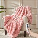 Heated Throw Blanket - Fast Heating 3D Jacquard Electric Heated Blanket, Cozy Heating Blanket with 6 Heating Settings & 4 Hours Auto-Off, 50"x60", Pink