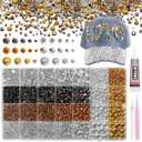 14000Pcs Mixed Gold Silver Flatback Rhinestones and Pearls for Bedazzling Kit, 2-6mm Resin Gems Bedazzling Rhinestone, 4-10mm Flatback Pearls Gems Rhinestones for Crafting DIY Face Makeup