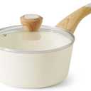 SENSARTE Ceramic Nonstick Sauce Pan with Lid, 1.5 Quart Small Saucepan, White Cooking Pot with Stay Cool Handle, Non toxic Kitchen Sauce Pot, Non stick Saucier Pan, Induction Pot, PFOA PTFE PFAS Free