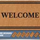 Barnyard Designs Natural Coco Coir Heavy Duty Backing Doormat - Large Cute Non-Slip Front Door Welcome Mat for Outside Entrance or Porch Entry, Brown (17x30, Welcome)