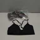 OYOANGLE Women's 3 Pack Front Closure Bras and Low Rise Thongs Set No Show Bra Underwear Sets (Medium, Black and Grey)