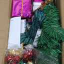 PREXTEX 23-Inch DIY Mini Christmas Tree with Lights - Small Christmas Decorations Table Top Xmas Tree with Multicolor LED String Lights, Star Topper, Hanging Ornaments and Gift Boxes for Holiday Decor (Dark Green)