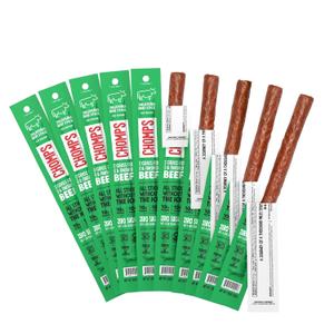 Chomps Grass-Fed and Finished Jalapeo Beef Jerky Snack Sticks 10-Pack - Keto, Paleo, Whole30, 10g Lean Meat Protein, Gluten-Free, Zero Sugar Food, Non-GMO, Expiration Date 05-11-2026