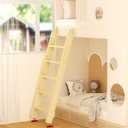55" Wood Bunk Bed Ladder, Lofted/Dorm/RV Bed Bunkbed Ladders with 4in Extra Wide Steps and Non-Slip Pads, Replacement Wooden Ladder for Motorhome/Camping (Wood Color, 55in /140cm)