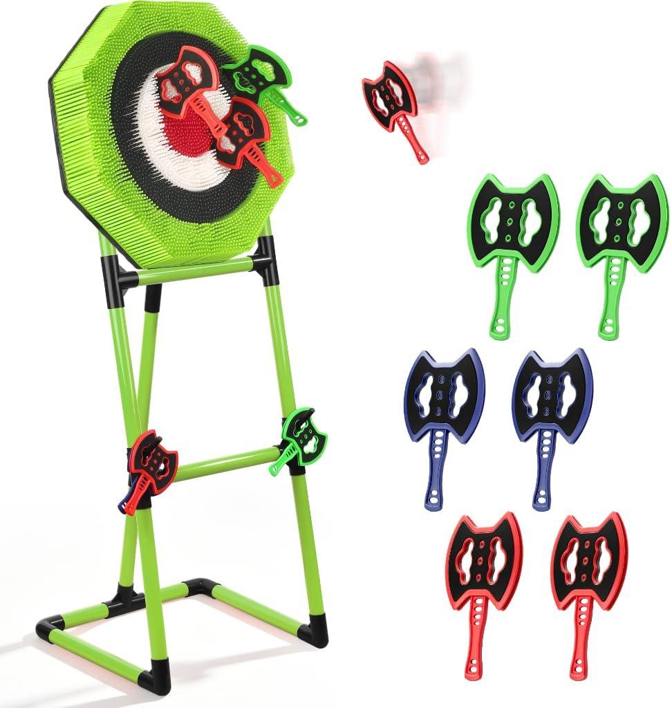 Axe Throwing Game for Backyard - 6-Axe Set for Height-Adjustable Suitable for Kids and Adults Indoor &Outdoor Game,Carnival Games, 21x21"