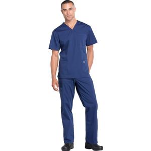Cherokee Scrub Set for Men V-Neck Top & Fly Front Tapered Leg Cargo Pant with 9 Pockets & 2-Way Stretch Fabric- CK00042C, XL, Navy