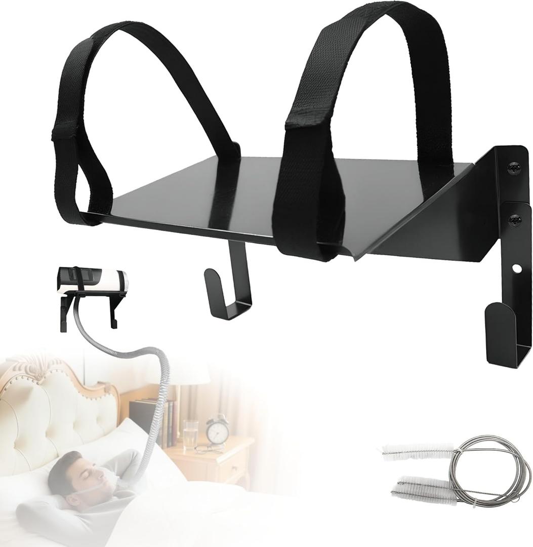 CPAP Wall Mount Shelf for AirSense 10/11 - Include Tube Cleaning Brush & Hooks, Prevents Hose tangling, CPAP Bracket that Clears Up Valuable Nightstand Space