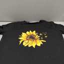 Women T Shirts Boho Graphic Tees Floral Loose Fits Casual Tops Summer Short Sleeves Shirts (Small, Black Sunflower)