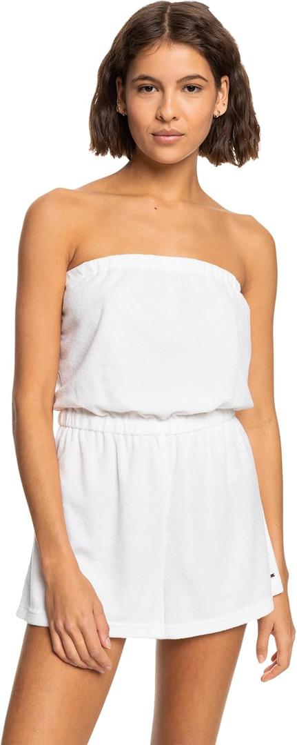 Roxy Womens Summer Romper  UPF 50+, Quick-Dry, Stretch Fabric, Casual Beachwear, Swimsuit Cover Up (Large, Bright White)
