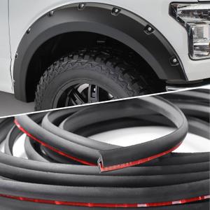 Fender Flares Edge Trim, Fender Flares EPDM Rubber Seal for Car and Truck Wheel Arch Well, Rubber Gasket for Fender Flare Universal, Bonds with Self-Adhesive Automotive Grade Tape,T Style, Black (18ft)