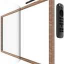 Wooden Frame with Magnet for Echo Show 21, Screen Protector, Magnet Stylus Pen, Magnet Remote Control(Light Brown)