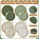 Mimorou 338 Pcs Sage Green Plates and Napkins Party Supplies for Guests Sage Green Tableware Include Scalloped Plates Paper Napkin Cup Spoon Fork Knife for Baby Shower, Wedding, Birthday