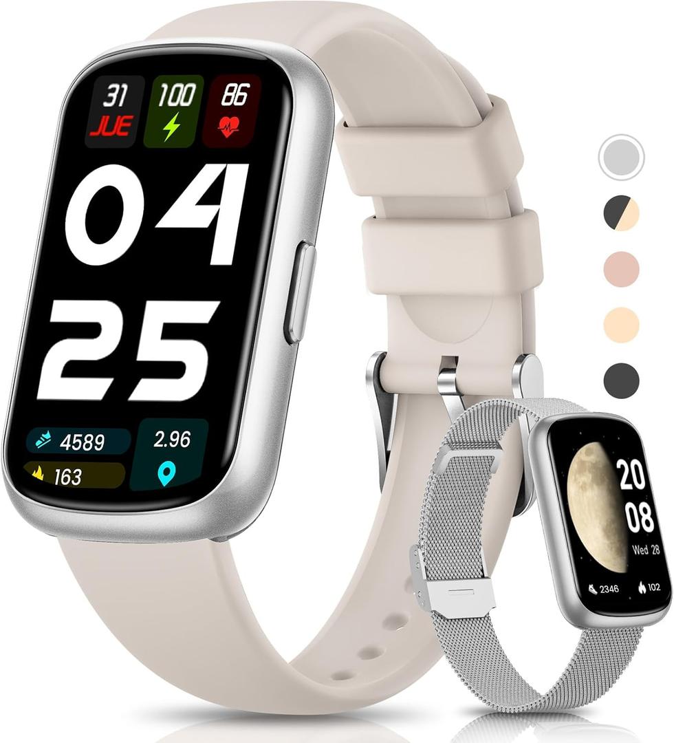 Fitness Tracker- Smart Watches for Women Men with 24/7 Heart Rate Monitor Blood Oxygen Sleep Tracker, Waterproof Fitness Watch, Activity Smartwatch for Android iPhone, Calorie Distance Pedometer, Gift (Silver Gray)