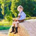 Rollda Kids Cowboy Boots for Boys Girls Western Square Toe Cowgirl Boots with Walking Heel , Size 3