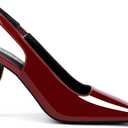 Women's Slingback 3In Kitten Heel Comfortable Closed Toe Pumps Dress Shoes for Women (6.5, Cap Wine Patent)