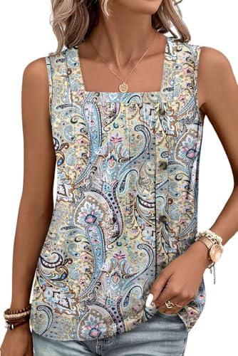 KISSMODA Womens Tops for Summer Women Sleeveless Tank Tops Loose Fit Casual Shirt Dressy Blouse, Size M