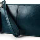 befen Genuine Leather Wristlet Clutch for Women Ultra-Slim Ladies Credit Card Holder Wallet Purses with RFID Protection (Peacock Green)