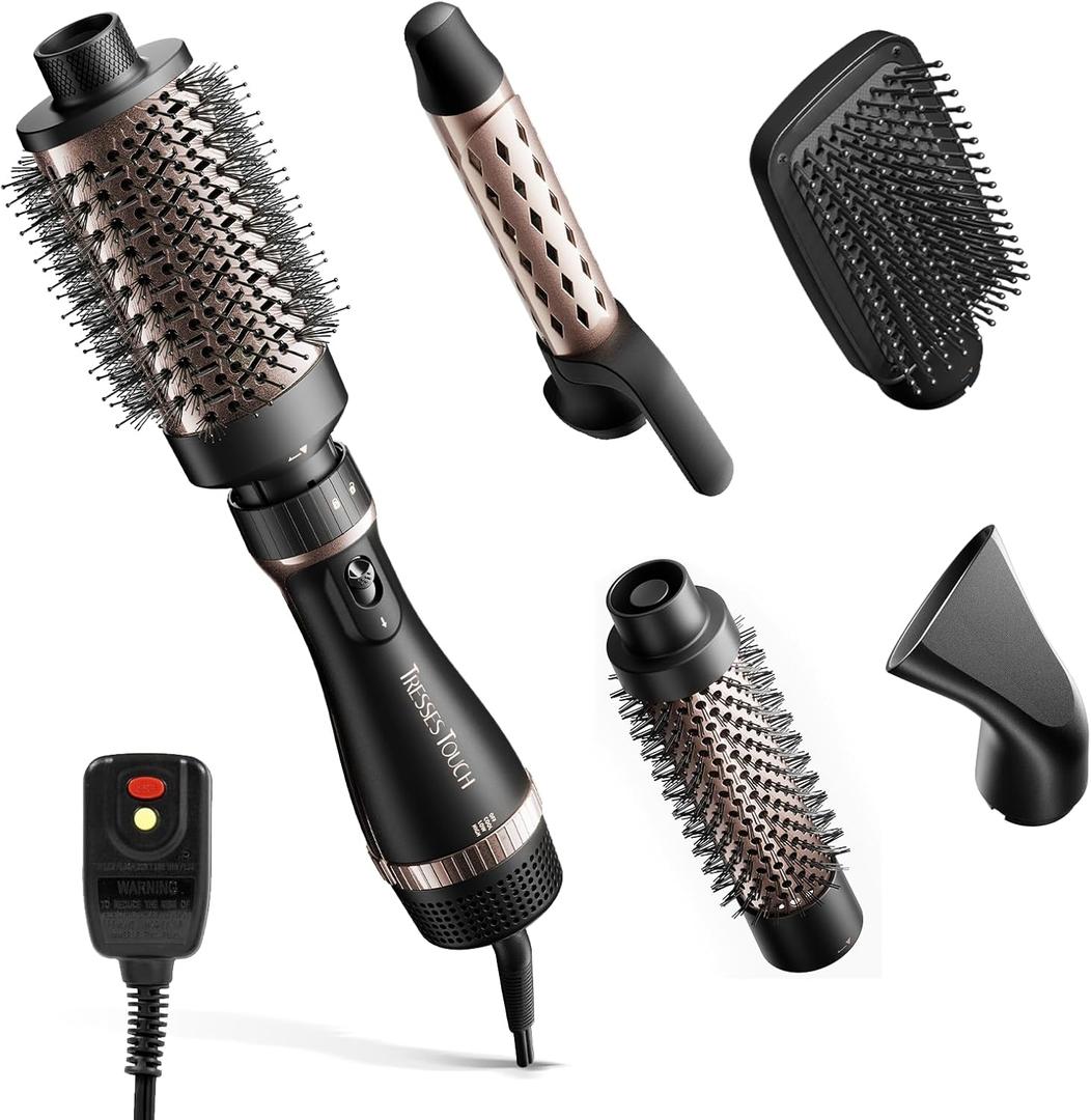 Hair Dryer Brush Set, 5-in-1 Blow Dryer Brush Set, Multi Hot Air Hair Styler for Salon Blowouts, Smooth Curls, Volumizing and Straightening, Sleek and Less Frizz, Rose Gold