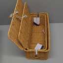 2PCS Cable Management Box, Handmade Rattan Cable Organizer, Open Slots Cords Hider Box Cord Basket Under Desk Cord Organizer for Computer Router USB Hub & Power Strip