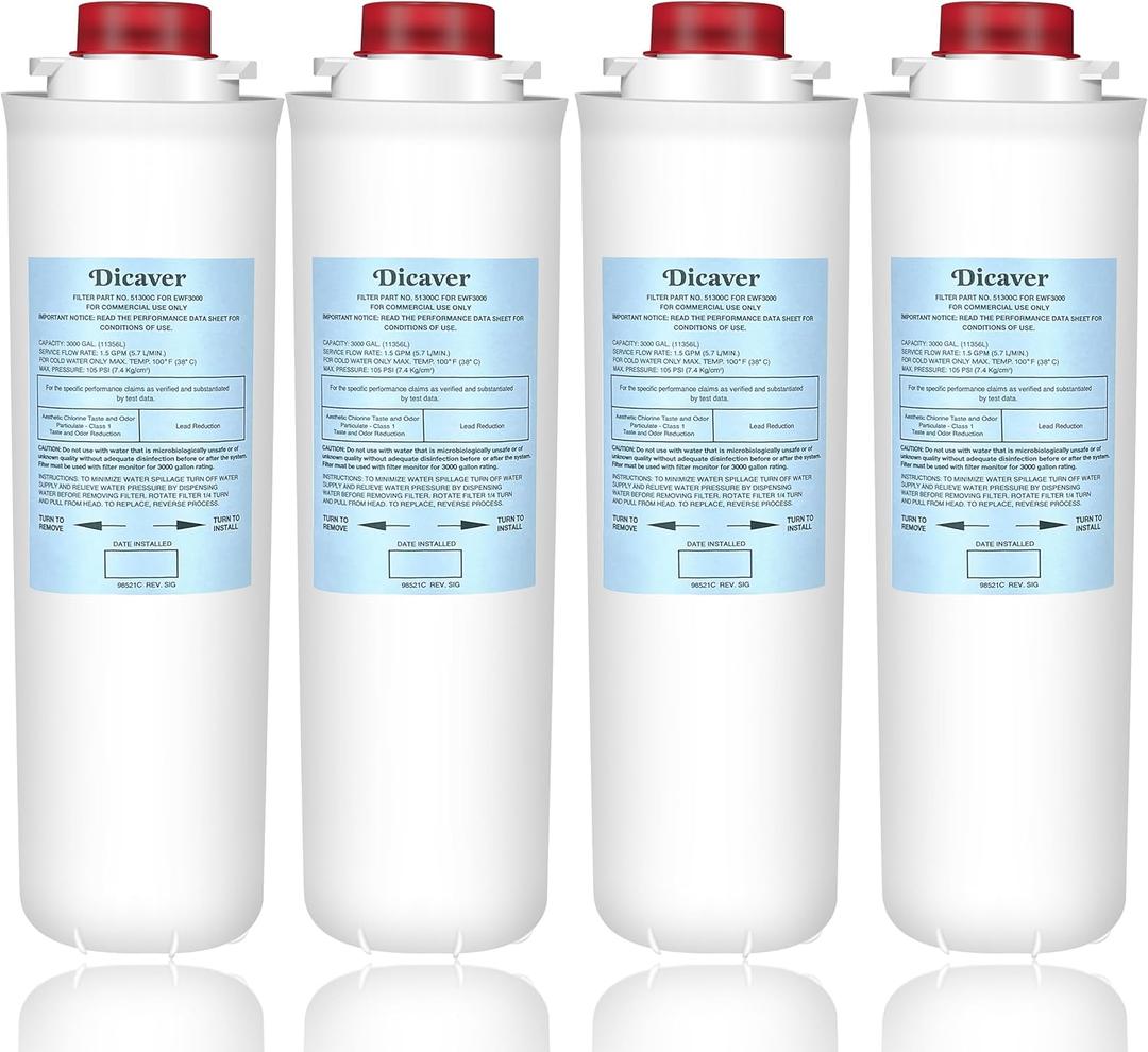 51300C Filters, Replacement for Elkay 51300C EWF3000 Filter By NSF/ANSI 42 Certified,Compatible with Ezh2o Filter Replacement Bottle Stations, High Capacity 3000 Gallon (No Chip) 4 Packs