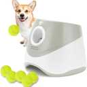 Dog Ball Thrower Launcher, Indoor/Outdoor Automatic Ball Launcher for Small and Medium-Sized Dogs, Includes 6 Mini Tennis Balls and a Data Line, Grey