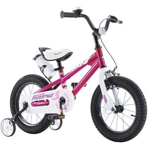 RoyalBaby Freestyle 16 Inch Kids Bike with Training Wheels, Kickstand, Water Bottle and Holder, and Reflectors for Boys and Girls Ages 4 to 7, Fuchsia