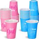 Norme 30 Pcs Gender Reveal Plastic Cups Team Boy Team Girl Disposable Blue Pink Plastic Cups Gender Reveal Party Supplies for Beverage Drink Tableware(12 oz)