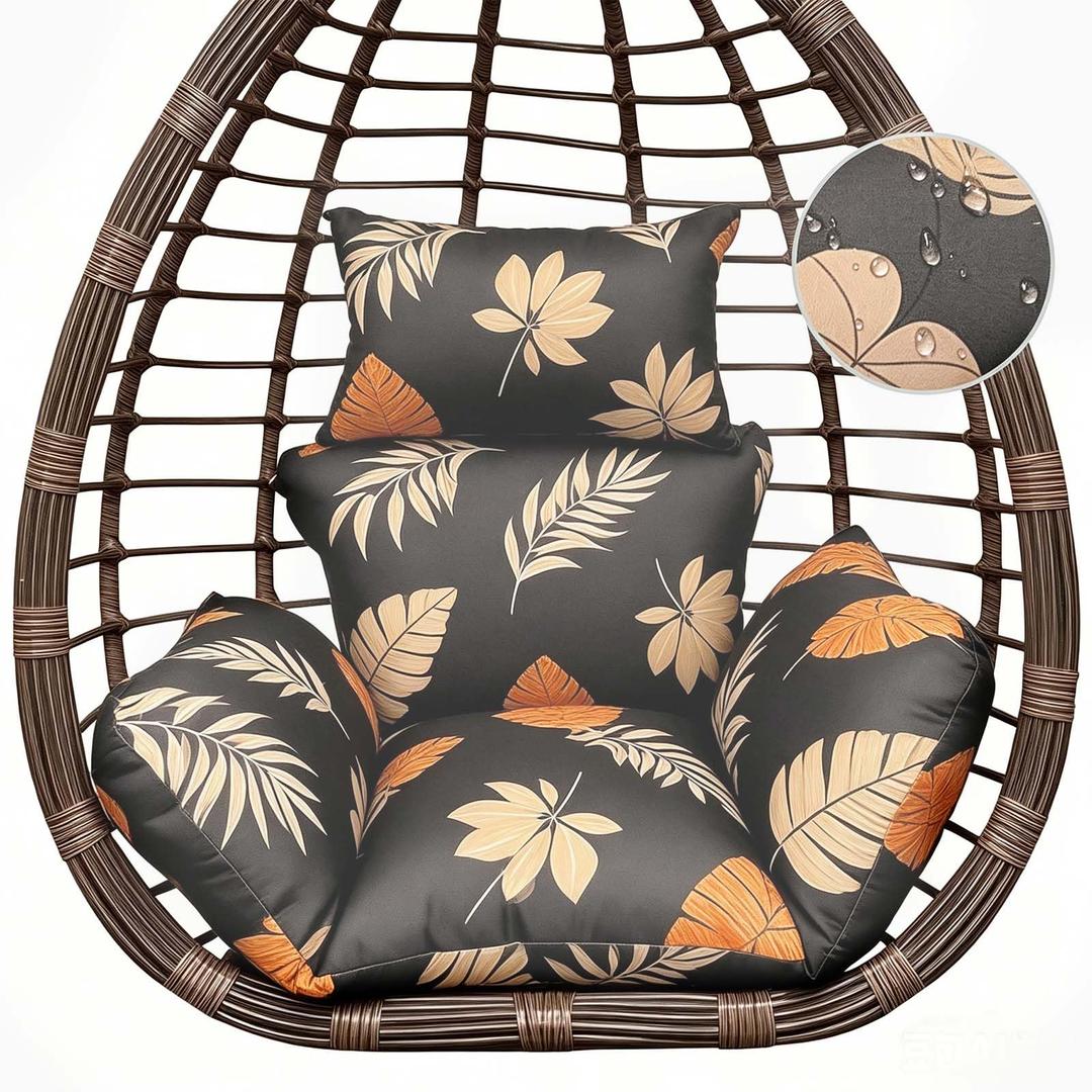 Yefound Grey Yellow Egg Chair Cushion Waterproof Seat Pad for Patio Garden