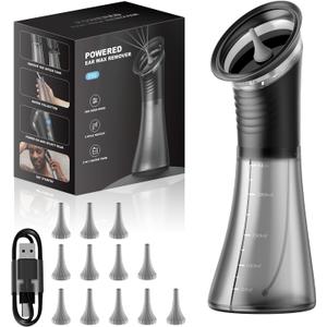 Upgraded Ear Wax Removal with LED Display- Safe and Effective Ear Wax Removal Kit-Ear Cleaner Kit -with Wastewater Recovery System-HSA-FSA-Eligible (Black)