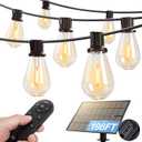 addlon 198FT(192+6) Solar String Lights Outdoor Waterproof 6W Panel with USB Port & Remote Control Solar Powered Patio Lights for Outside with 68 LED Dimmable Bulbs for Porch Garden Deck Halloween