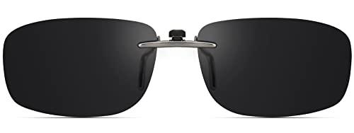 CAXMAN Polarized Clip On Sunglasses for Prescription Glasses Men & Women w/Category 4 Super Dark Lens Compact Fit Non Flip Up 57 * 36mm