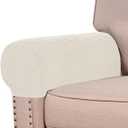 Turquoize Stretch Armrest Covers for Chairs and Sofas Couch Arm Covers for Sofa Spandex Jacquard Armrest Cover Anti-Slip Furniture Protector Armchair Slipcovers for Recliner Set of 2, Cream