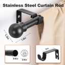 Black Curtain Rods 2 Packs for Windows 36"- 62", Decorative Drapery Rod Adjustable by Splicing, 5/8 inch Small Curtain Rod for Bedroom, Living Room, Kitchen and Outdoors