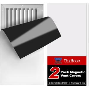 Magnetic Vent Covers, 5.5" x 12", 2 Pack Strong Air Vent Covers for Home Floor, Wall, Ceiling Vents Air Register, RV, Home HVAC and AC Vents, Magnetic Vent Cover for Wall Iron Register by Thaibear