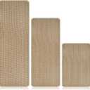 Olgaa Kitchen Rugs Sets of 3 for Floor Non Slip Kitchen Rugs Mats for Kitchen Floor Absorbent and Stain Resistant Kitchen Runner Rugs Rubber Backing Non Skid Washable Rugs Front of Sink (Linen)