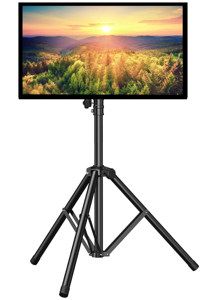 PERLESMITH TV Tripod Stand with ±20° Tilt and 360° Swivel,Portable TV Stand for 23-70 Inch LED LCD OLED Flat Screen TVs,Height Adjustable Outdoor TV Stand with VESA 400x400mm, Holds up to 88lbs PSTM1