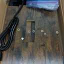 SUPERJARE 5.7 Inch Console Table with Outlet, Sofa Table, Behind Couch Table, 5.7 x 39.4 x 29.7 Inches, Metal Frame, for Living Room, Hallway, Rustic Brown