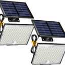 SUPERDANNY Solar Outside Lights with 113 Bright LEDs 7000K, Motion Sensor Outdoor Flood Lights Dusk to Dawn with 16ft Cable IP65 Waterproof, Security Light for Garden Barn Porch 2 Pack (Black)