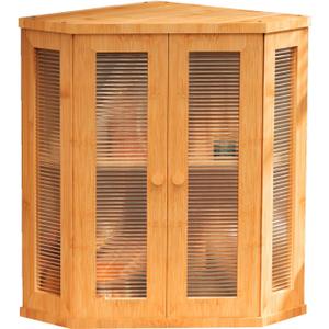 Corner Bread Box for Kitchen Countertop, Large Wood Bread Storage Container Breadbox for Homemade Bread, Kitchen Counter Bread Bin for Utensil Cans Snacks Storage (Natural)