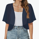 Women Shrug Chiffon Cardigans Open Front Short Sleeve Bolero for Evening Dressy, Large