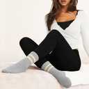 3 x AugRing Women's Striped Cotton Crew Socks Cozy Casual Athletic Quarter Socks for Running & Gym Size 5-11