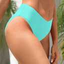 Zmart Women V Cut Cheeky Bikini Bottoms - Mid Waist High Cut Swim Bathing Suit Bottoms V Front Swimsuit,Medium