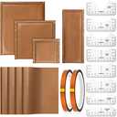 Tatuo 18 Pcs Heat Press Pillow Mat Kit 4 Size Pressing Transfer Pillows, 4 PTFE Transfer Sheet, 2 Heat Resistant Tape and 8 Size T Shirt Ruler Guide for DIY Screen Printing Sublimation Project(Brown)