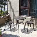 3 Piece Bistro Set,Outdoor Patio Set,Anti-Rust Cast Aluminum Bistro Table Set for Park Yard Front Porch Furniture