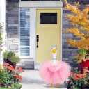 4 Pcs Princess Porch Goose Outfit for 23" 17" Cement Lawn Goose Costume Crown Necklace Tutu Skirt Feather Trim for Princess Outdoor Garden Lawn Art Decor(Pink)