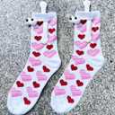 Pingyongchang Valentine's Socks for Women 3D Eyes and Magnetic Holding Hands Funny Novelty Love Heart Lips Socks (White)
