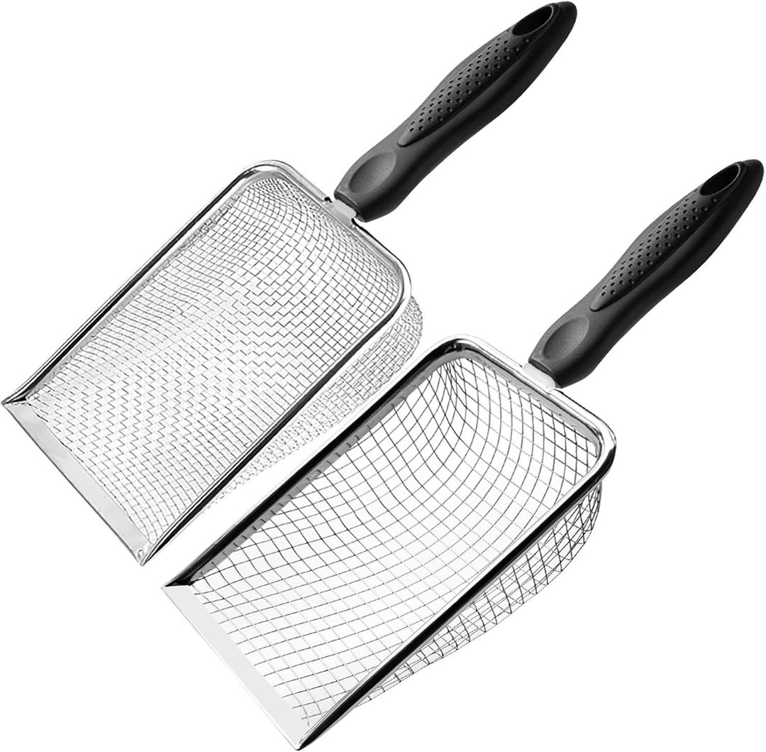 Soil Sifter for Gardening Pack of 2, Dirt Sifter Compost Sifter with Handle,Two Garden Sifters for Soil with 3.8/5mm Mesh,Rocks Sifter Sand Sifter Garden Shovel