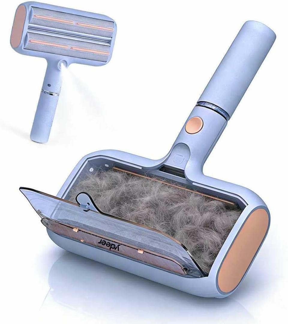 Pet Hair Removal Tool with Water Spray & Large Fur Bin, Dual Roller Reusable Lint Remover for Couch, Carpet, Clothes and Car Seats