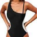 YNIQUE Women's Swimsuits 2025 One Shoulder High Waist One Piece Bathing Suit U-Neck Tummy Control Monokini (Black) Size M